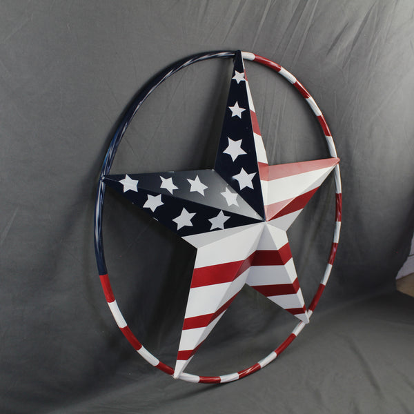 USA FLAG STAR AMERICAN FLAG METAL3D TWIST ROPE RING RED WHT BLUE WESTERN HOME DECOR HANDMADE #EH11925, 12",24",36",48" (Copy)