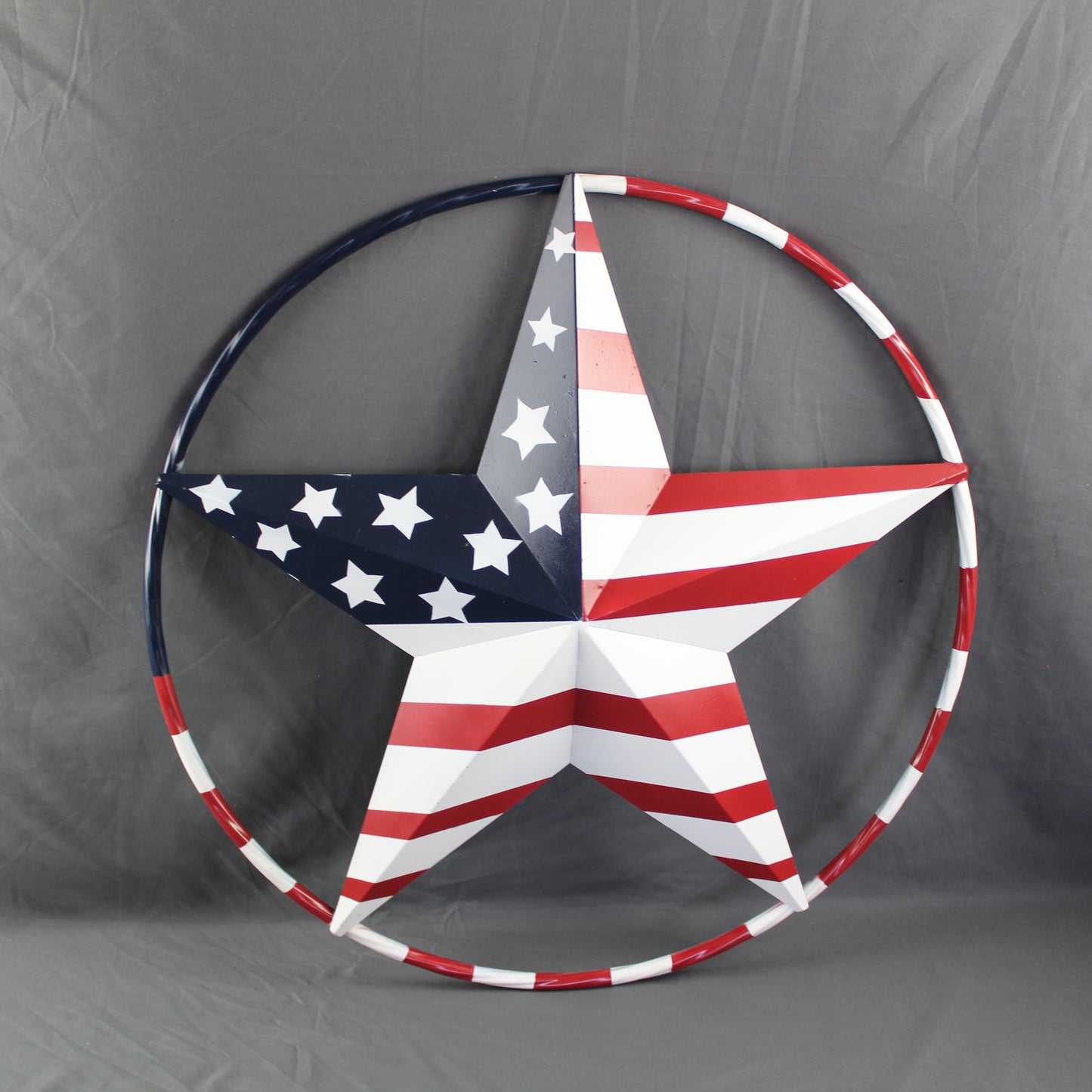 USA FLAG STAR AMERICAN FLAG METAL3D TWIST ROPE RING RED WHT BLUE WESTERN HOME DECOR HANDMADE 12",24",36",48" #EH11925