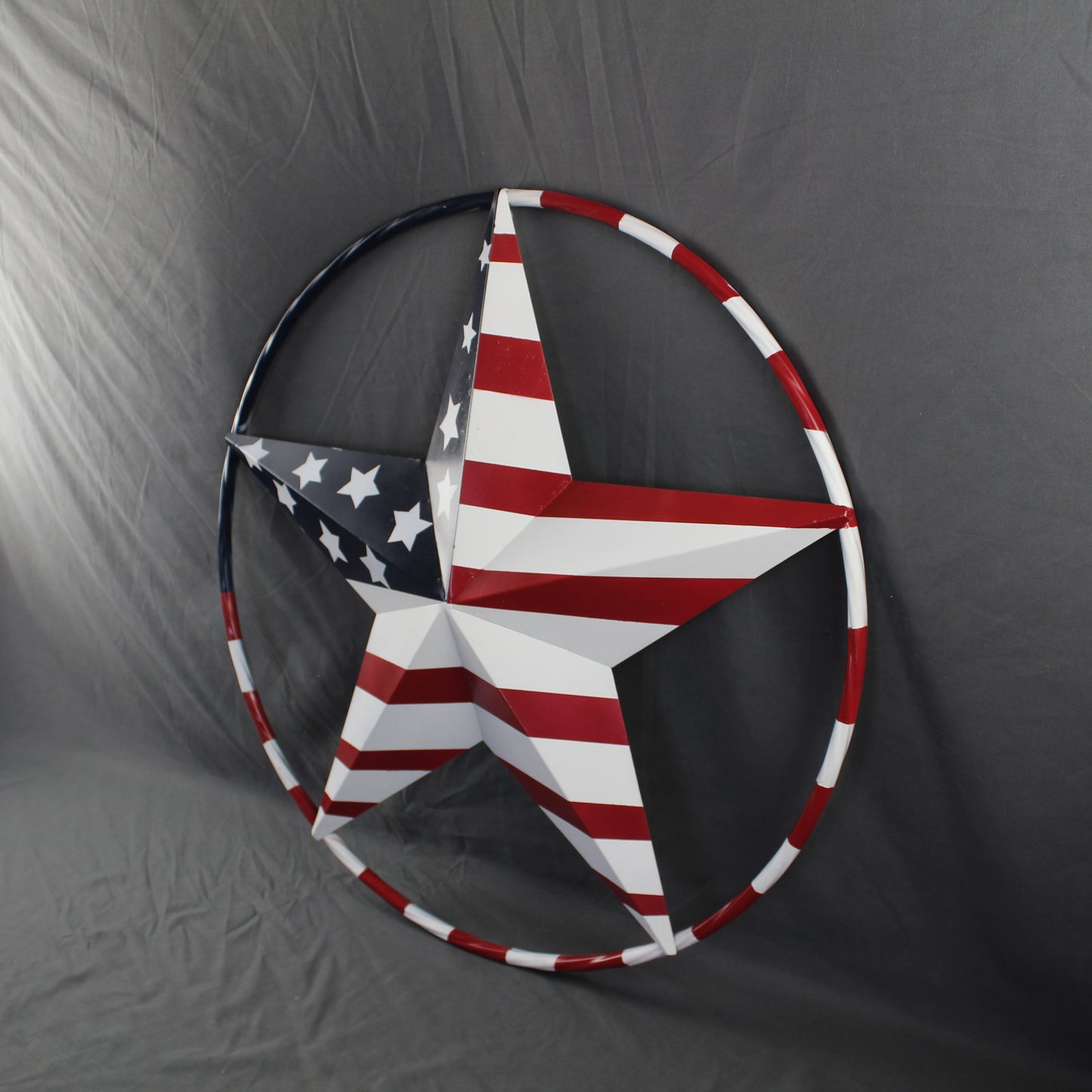 USA FLAG STAR AMERICAN FLAG METAL3D TWIST ROPE RING RED WHT BLUE WESTERN HOME DECOR HANDMADE 12",24",36",48" #EH11925