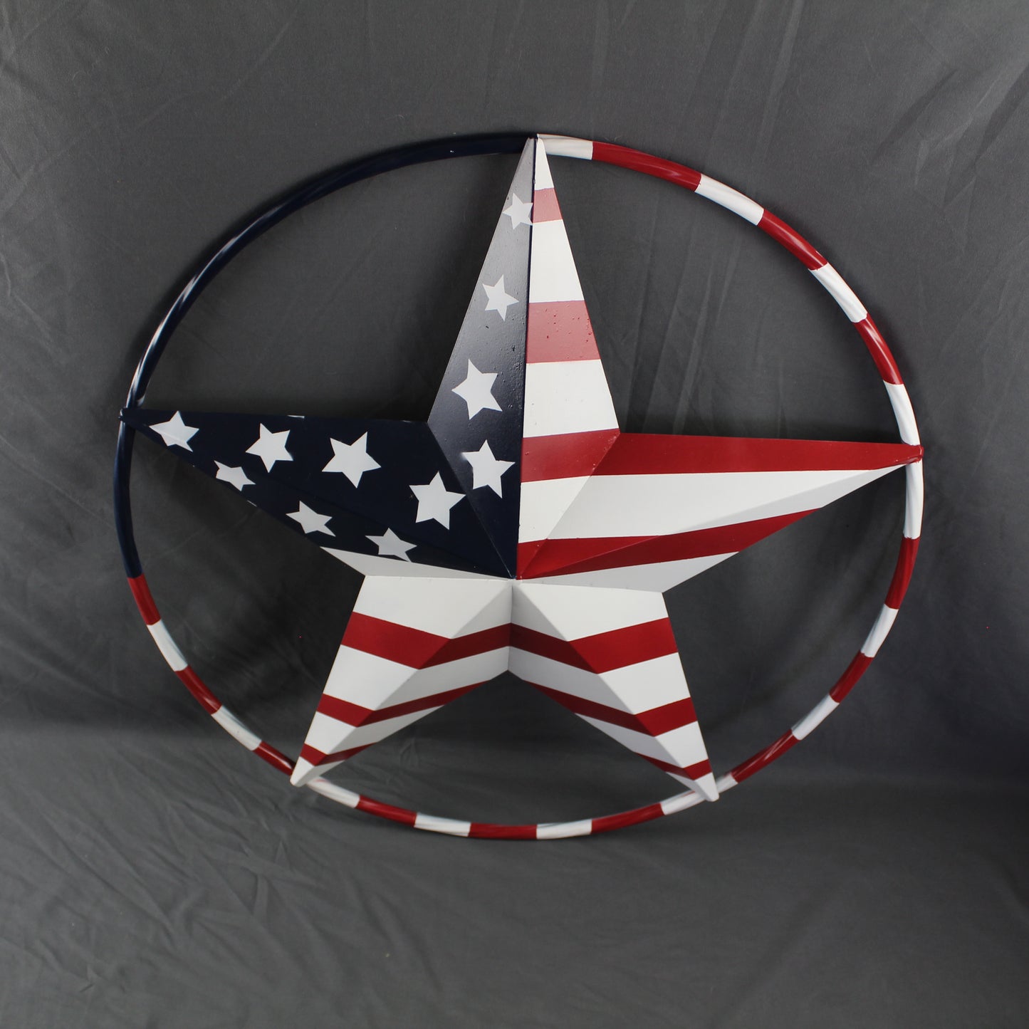 USA FLAG STAR AMERICAN FLAG METAL3D TWIST ROPE RING RED WHT BLUE WESTERN HOME DECOR HANDMADE 12",24",36",48" #EH11925