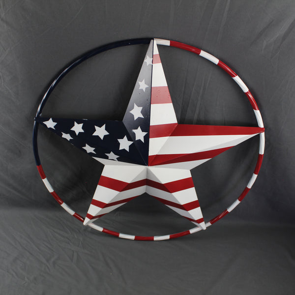 USA FLAG STAR AMERICAN FLAG METAL3D TWIST ROPE RING RED WHT BLUE WESTERN HOME DECOR HANDMADE #EH11925, 12",24",36",48" (Copy)