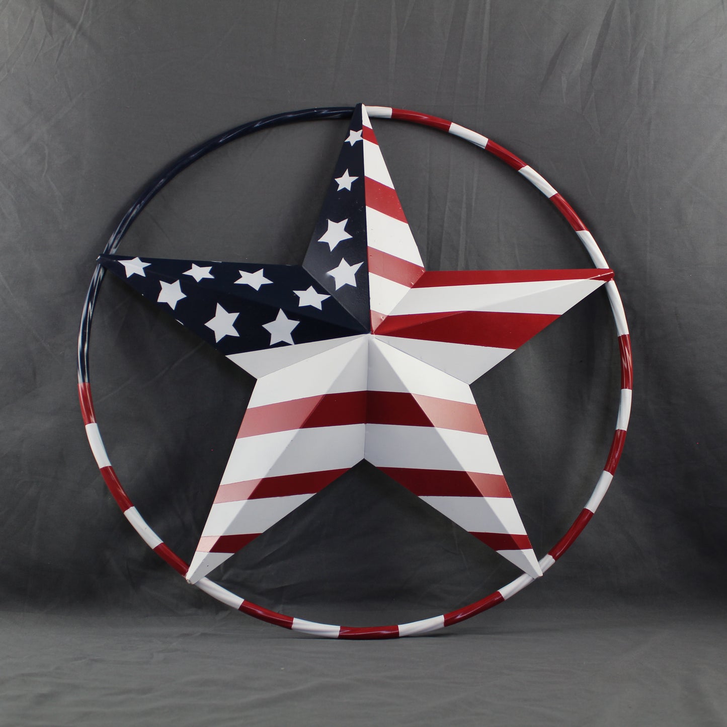 USA FLAG STAR AMERICAN FLAG METAL3D TWIST ROPE RING RED WHT BLUE WESTERN HOME DECOR HANDMADE 12",24",36",48" #EH11925