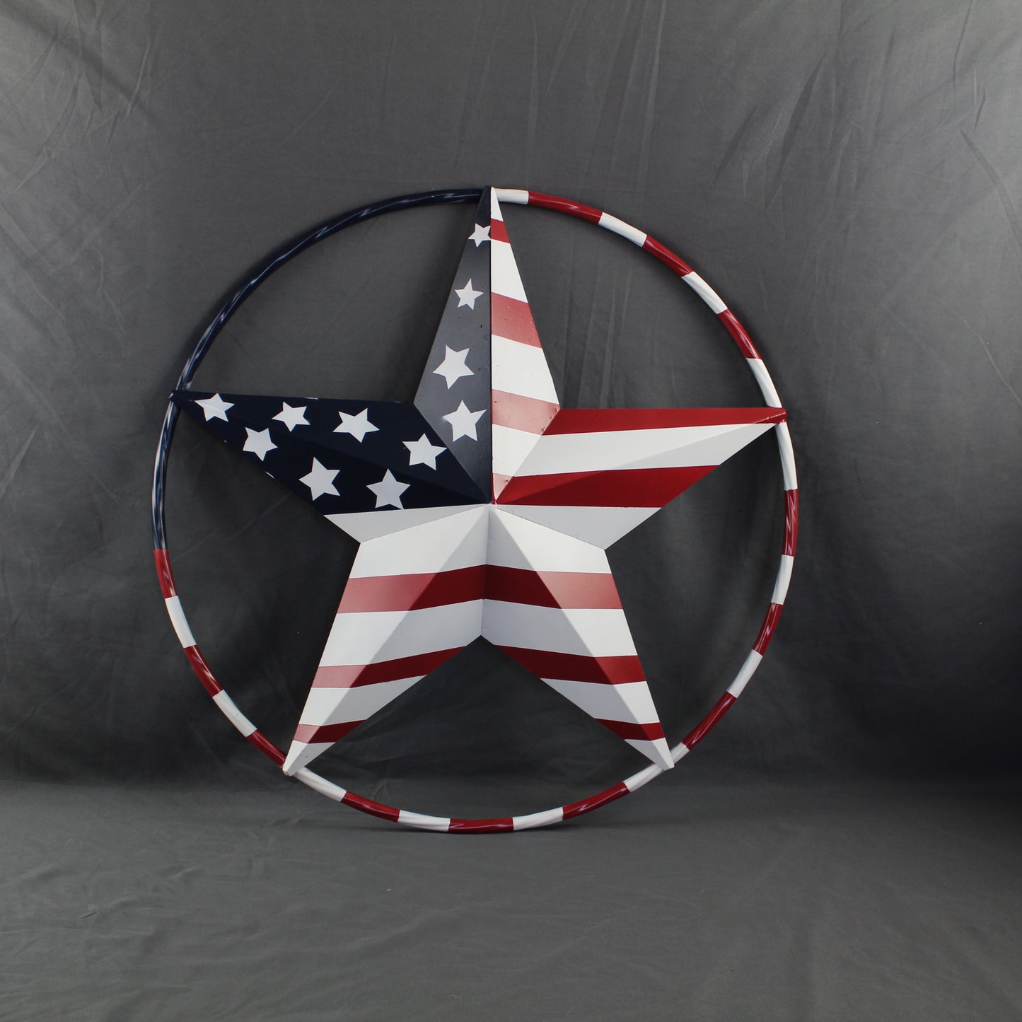 USA FLAG STAR AMERICAN FLAG METAL3D TWIST ROPE RING RED WHT BLUE WESTERN HOME DECOR HANDMADE 12",24",36",48" #EH11925