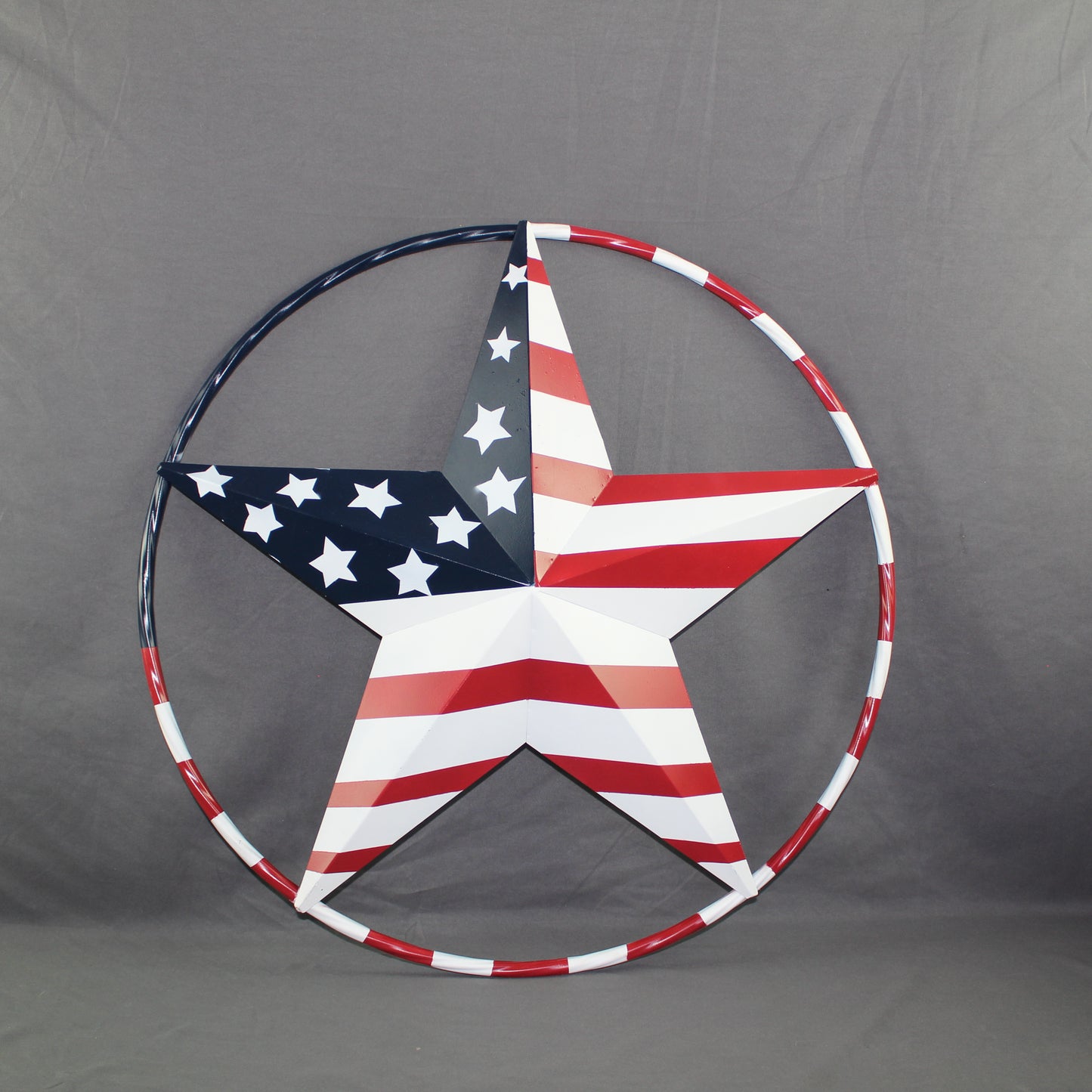 USA FLAG STAR AMERICAN FLAG METAL3D TWIST ROPE RING RED WHT BLUE WESTERN HOME DECOR HANDMADE 12",24",36",48" #EH11925