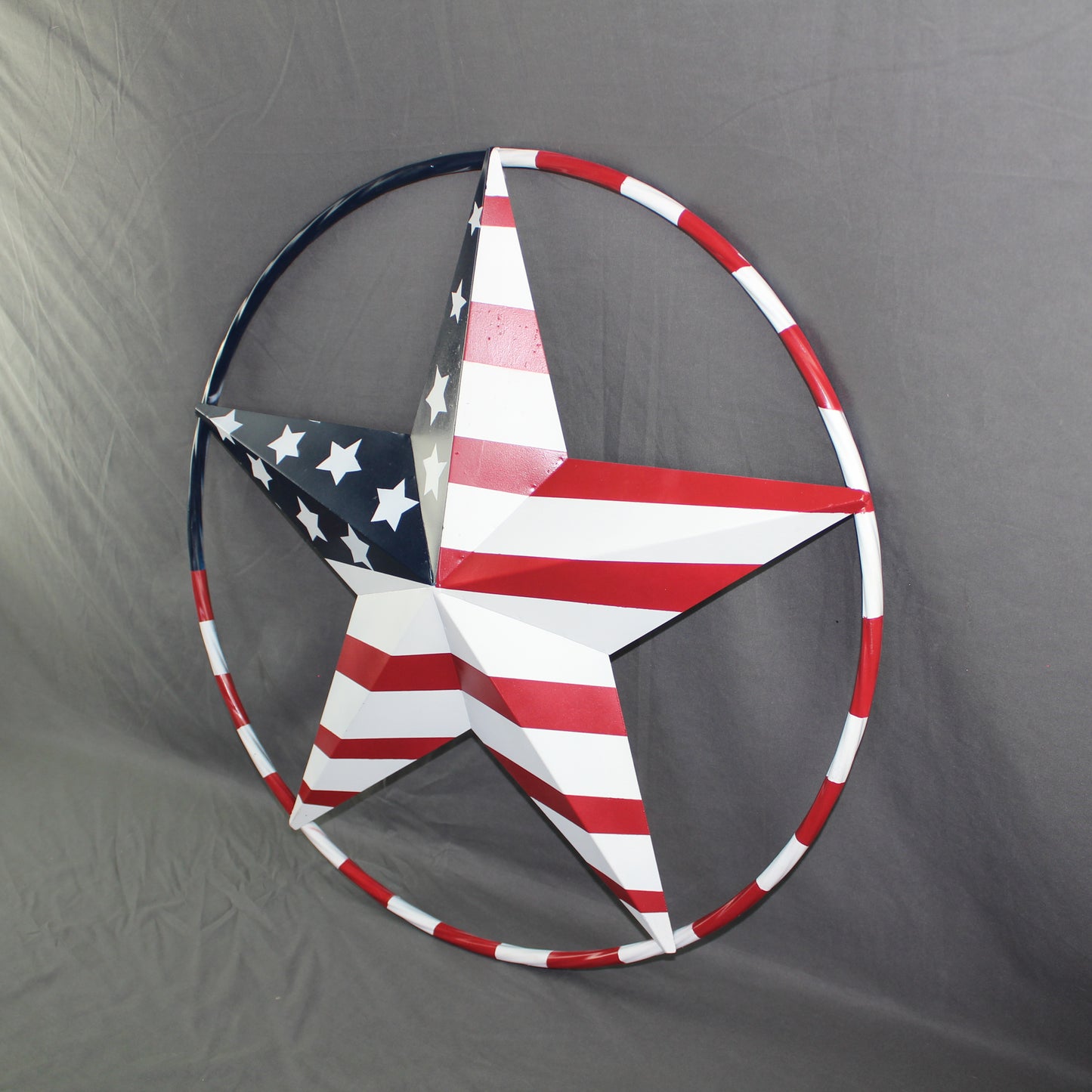USA FLAG STAR AMERICAN FLAG METAL3D TWIST ROPE RING RED WHT BLUE WESTERN HOME DECOR HANDMADE 12",24",36",48" #EH11925