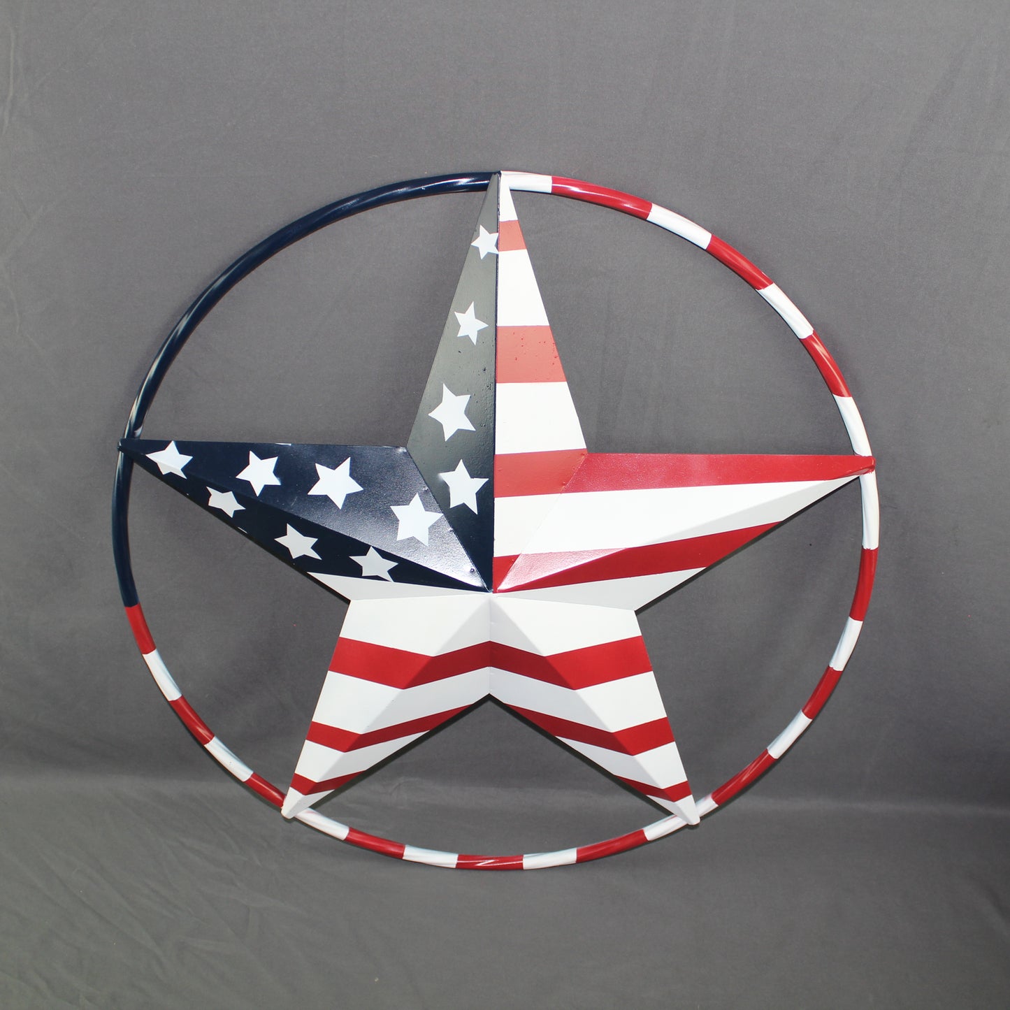 USA FLAG STAR AMERICAN FLAG METAL3D TWIST ROPE RING RED WHT BLUE WESTERN HOME DECOR HANDMADE 12",24",36",48" #EH11925