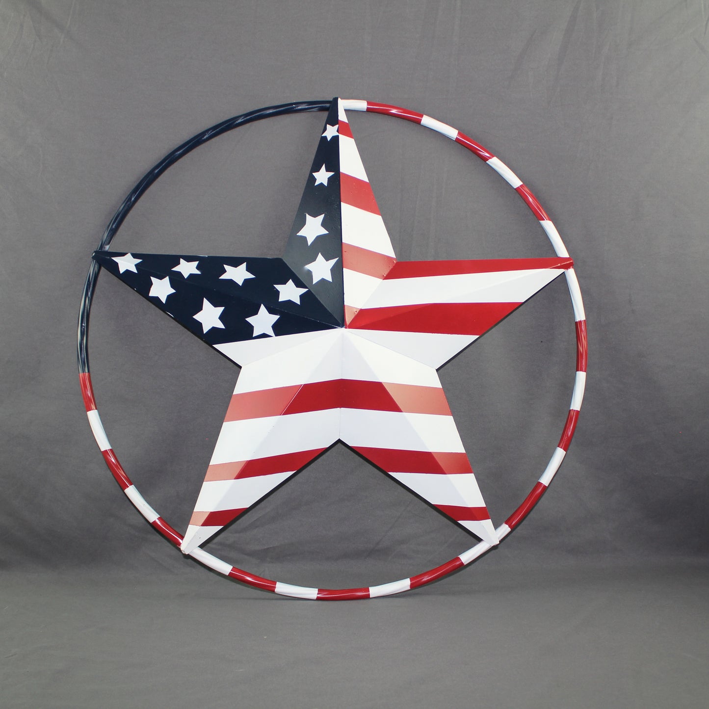 USA FLAG STAR AMERICAN FLAG METAL3D TWIST ROPE RING RED WHT BLUE WESTERN HOME DECOR HANDMADE 12",24",36",48" #EH11925