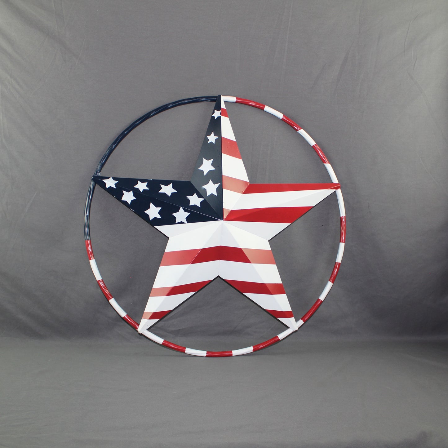 USA FLAG STAR AMERICAN FLAG METAL3D TWIST ROPE RING RED WHT BLUE WESTERN HOME DECOR HANDMADE 12",24",36",48" #EH11925