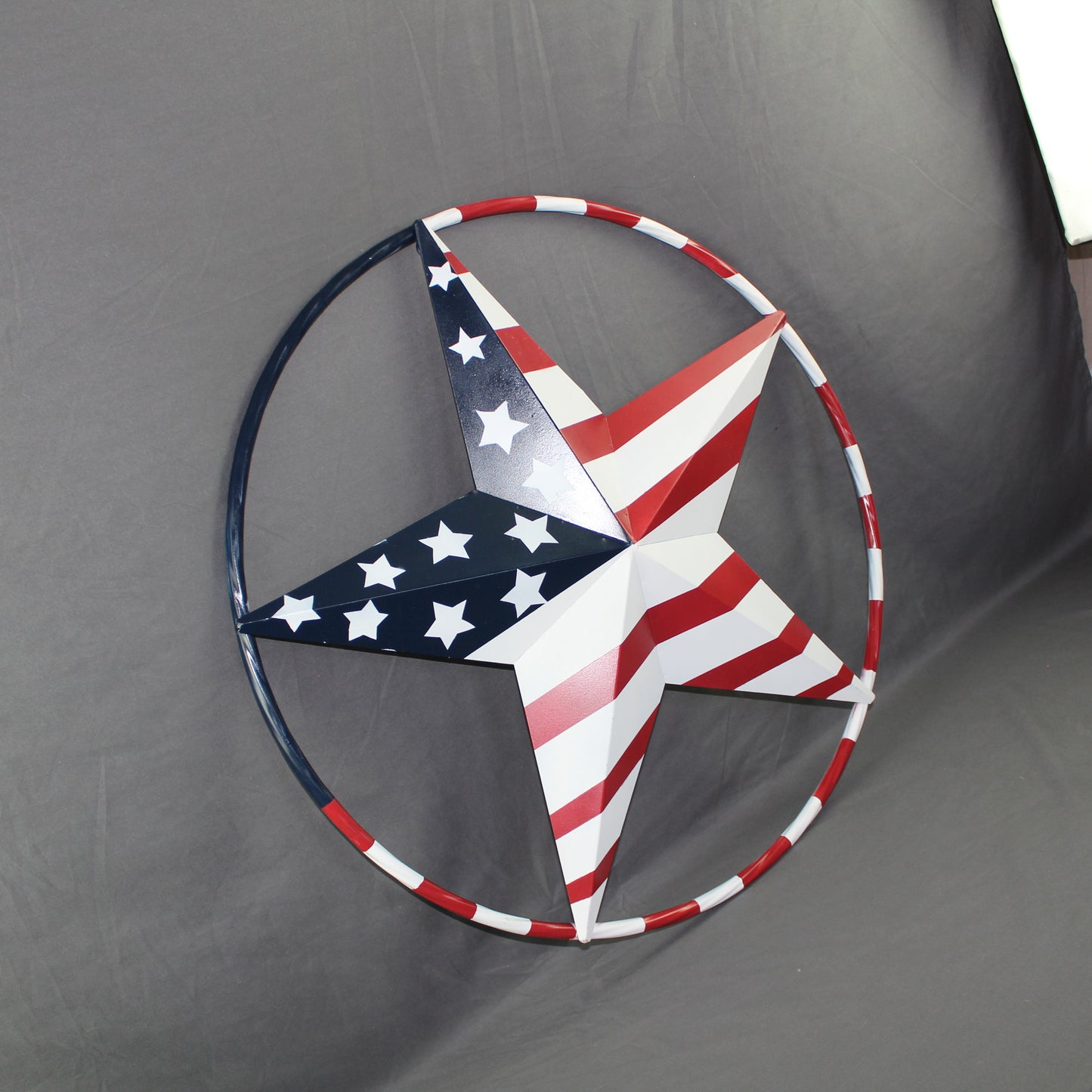 USA FLAG STAR AMERICAN FLAG METAL3D TWIST ROPE RING RED WHT BLUE WESTERN HOME DECOR HANDMADE 12",24",36",48" #EH11925