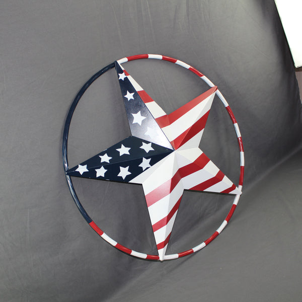 USA FLAG STAR AMERICAN FLAG METAL3D TWIST ROPE RING RED WHT BLUE WESTERN HOME DECOR HANDMADE #EH11925, 12",24",36",48" (Copy)