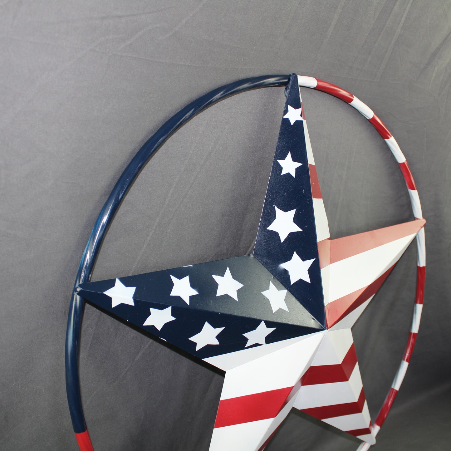 USA FLAG STAR AMERICAN FLAG METAL3D TWIST ROPE RING RED WHT BLUE WESTERN HOME DECOR HANDMADE 12",24",36",48" #EH11925