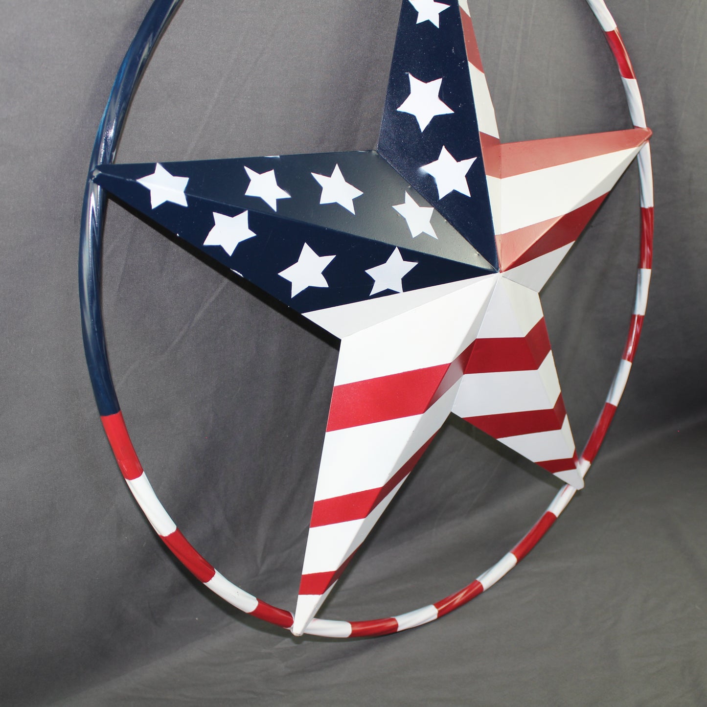 USA FLAG STAR AMERICAN FLAG METAL3D TWIST ROPE RING RED WHT BLUE WESTERN HOME DECOR HANDMADE 12",24",36",48" #EH11925
