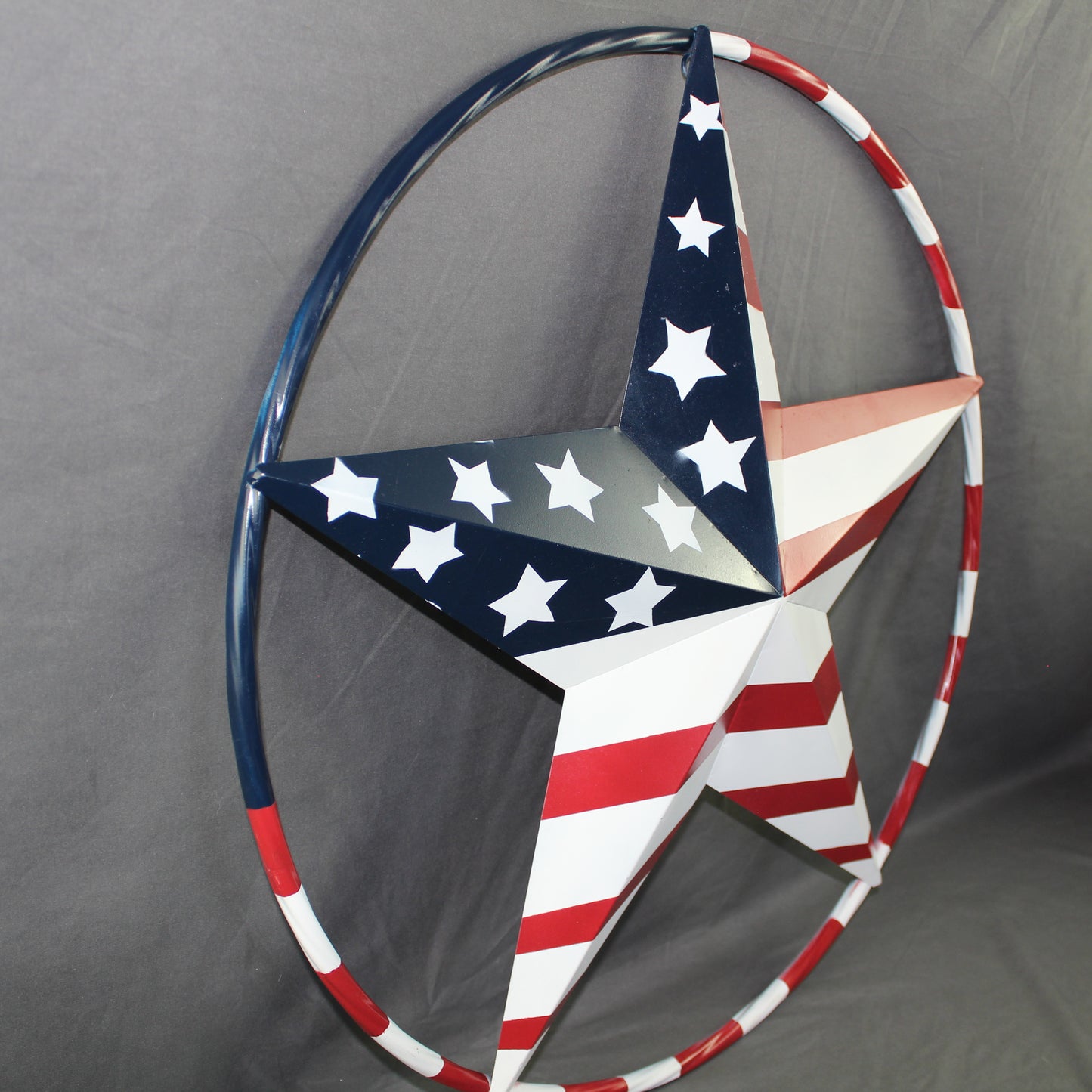 USA FLAG STAR AMERICAN FLAG METAL3D TWIST ROPE RING RED WHT BLUE WESTERN HOME DECOR HANDMADE 12",24",36",48" #EH11925