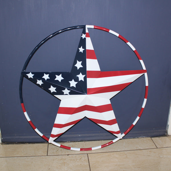 USA FLAG STAR AMERICAN FLAG METAL3D TWIST ROPE RING RED WHT BLUE WESTERN HOME DECOR HANDMADE #EH11925, 12",24",36",48" (Copy)