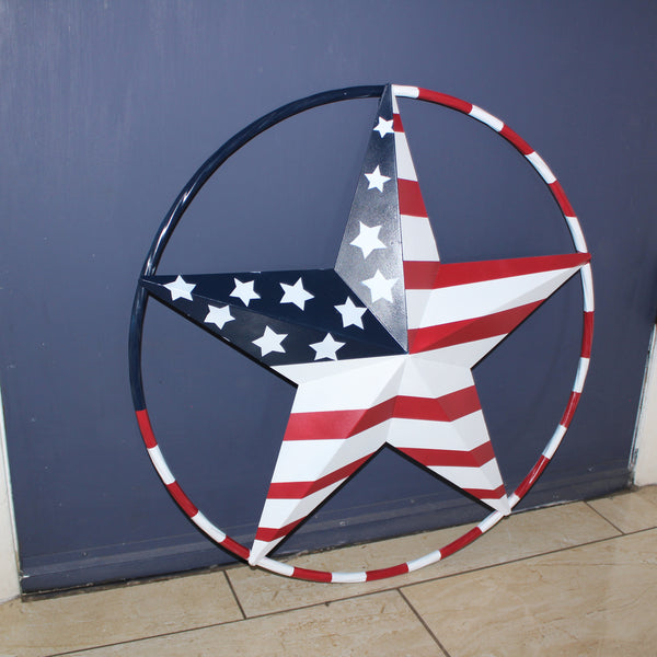 USA FLAG STAR AMERICAN FLAG METAL3D TWIST ROPE RING RED WHT BLUE WESTERN HOME DECOR HANDMADE #EH11925, 12",24",36",48" (Copy)