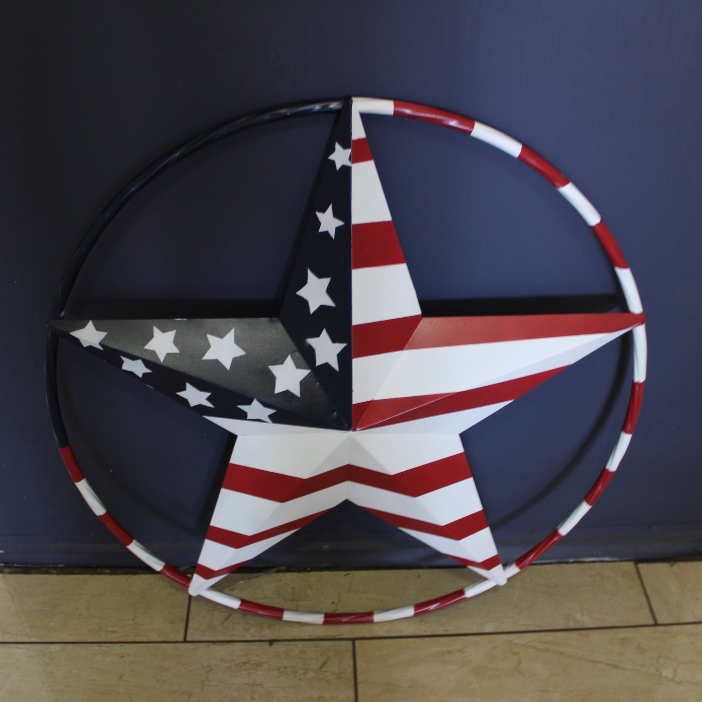 USA FLAG STAR AMERICAN FLAG METAL3D TWIST ROPE RING RED WHT BLUE WESTERN HOME DECOR HANDMADE 12",24",36",48" #EH11925