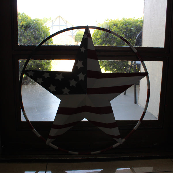 USA FLAG STAR AMERICAN FLAG METAL3D TWIST ROPE RING RED WHT BLUE WESTERN HOME DECOR HANDMADE #EH11925, 12",24",36",48" (Copy)