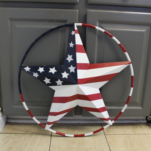 USA FLAG STAR AMERICAN FLAG METAL3D TWIST ROPE RING RED WHT BLUE WESTERN HOME DECOR HANDMADE #EH11925, 12",24",36",48" (Copy)