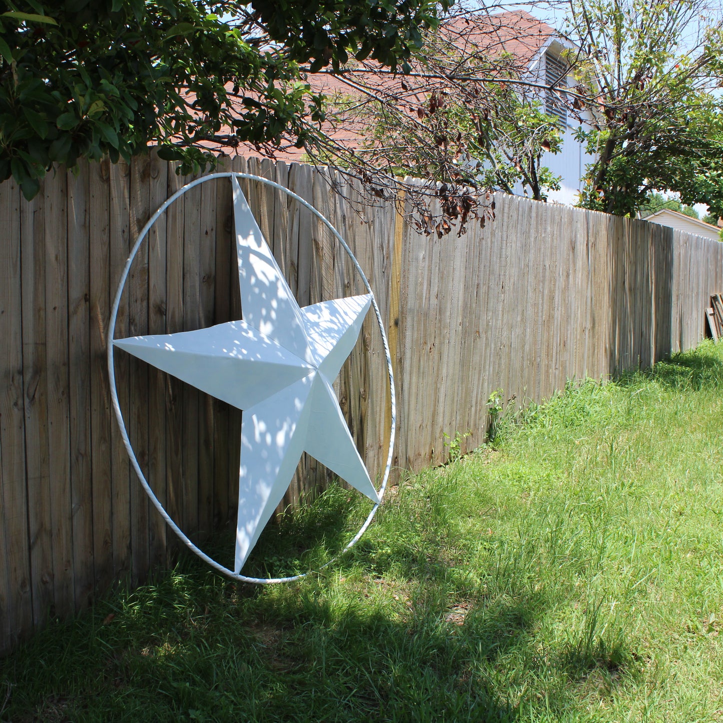 RUSTIC WHITE STAR BARN METAL LONE STAR TWISTED ROPE RING WESTERN HOME DECOR HANDMADE #EH10807 48",60",72",96"