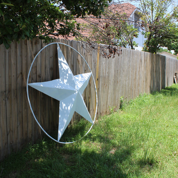RUSTIC WHITE STAR BARN METAL LONE STAR TWISTED ROPE RING WESTERN HOME DECOR HANDMADE #EH10807 48",60",72",96"