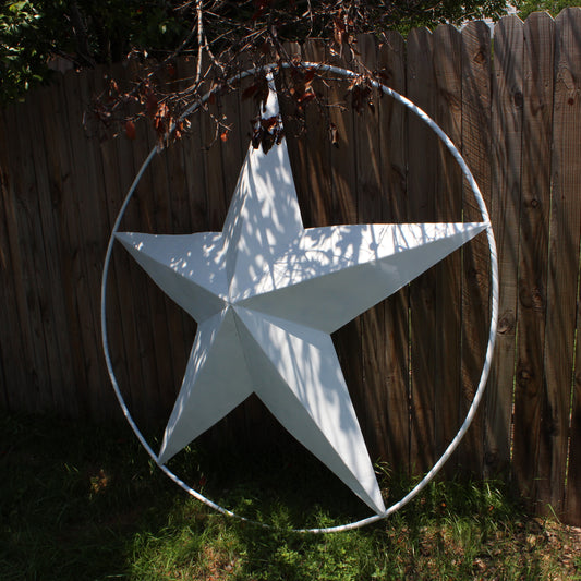 RUSTIC WHITE STAR BARN METAL LONE STAR TWISTED ROPE RING WESTERN HOME DECOR HANDMADE #EH10807 48",60",72",96"