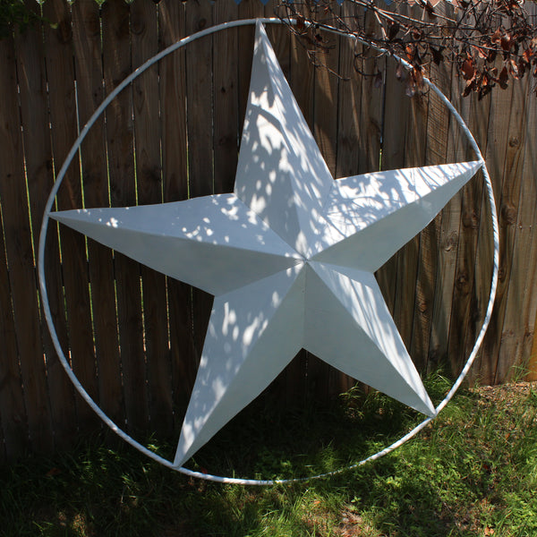 RUSTIC WHITE STAR BARN METAL LONE STAR TWISTED ROPE RING WESTERN HOME DECOR HANDMADE #EH10807 48",60",72",96"
