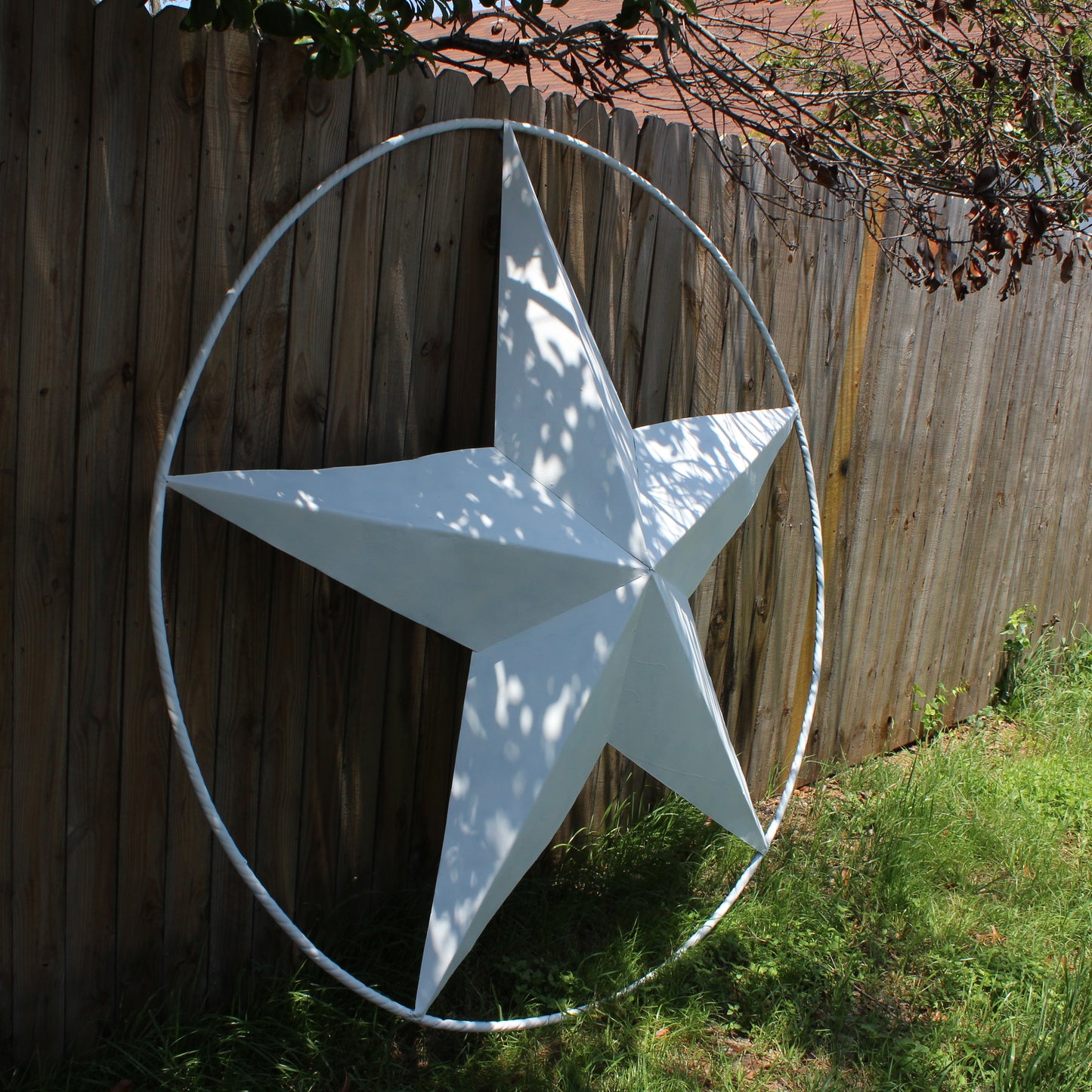 RUSTIC WHITE STAR BARN METAL LONE STAR TWISTED ROPE RING WESTERN HOME DECOR HANDMADE #EH10807 48",60",72",96"