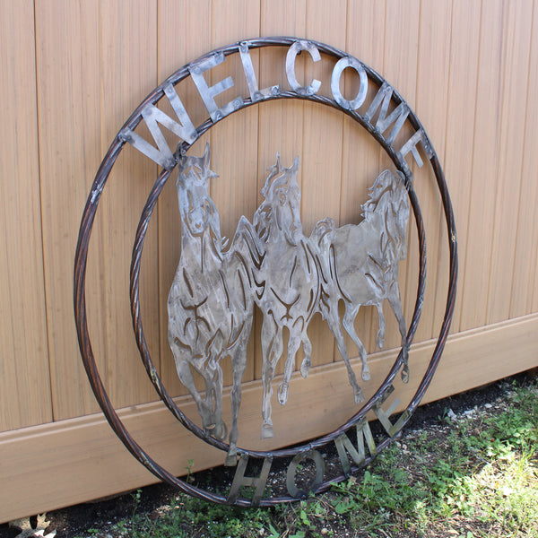 WELCOME RUNNING HORSES RAW METAL UNPAINTED SIGN WESTERN HOME DECOR HANDMADE NEW #EH12719 (Copy)