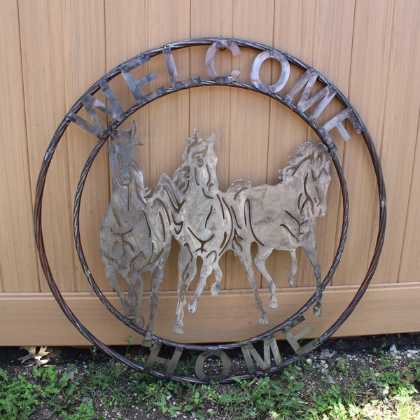 WELCOME RUNNING HORSES RAW METAL UNPAINTED SIGN WESTERN HOME DECOR HANDMADE NEW #EH12719 (Copy)