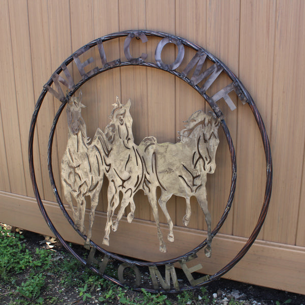 WELCOME RUNNING HORSES RAW METAL UNPAINTED SIGN WESTERN HOME DECOR HANDMADE NEW #EH12719 (Copy)