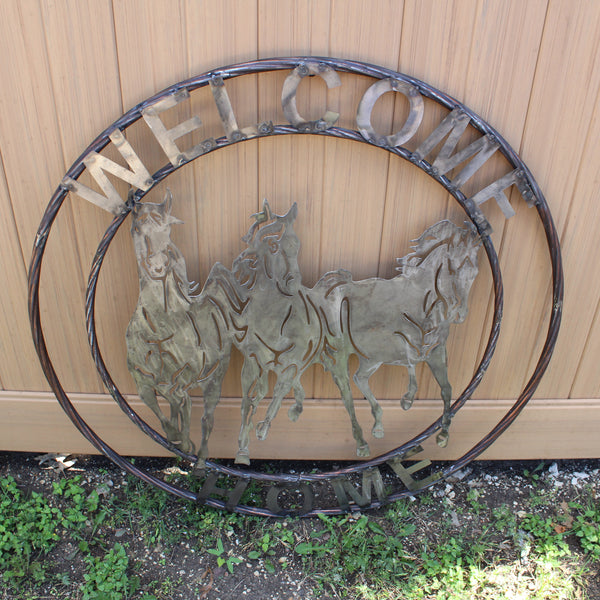 WELCOME RUNNING HORSES RAW METAL UNPAINTED SIGN WESTERN HOME DECOR HANDMADE NEW #EH12719 (Copy)