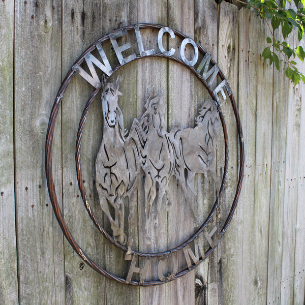 WELCOME RUNNING HORSES RAW METAL UNPAINTED SIGN WESTERN HOME DECOR HANDMADE NEW #EH12719 (Copy)