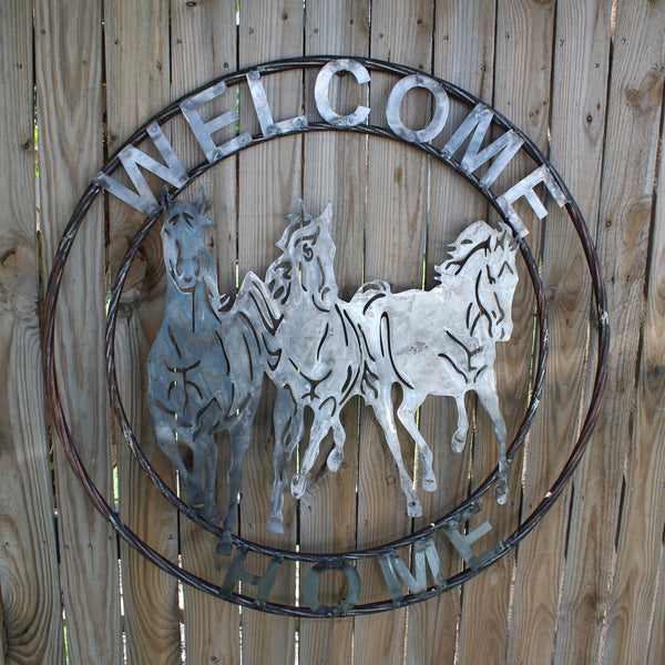 WELCOME RUNNING HORSES RAW METAL UNPAINTED SIGN WESTERN HOME DECOR HANDMADE NEW #EH12719 (Copy)