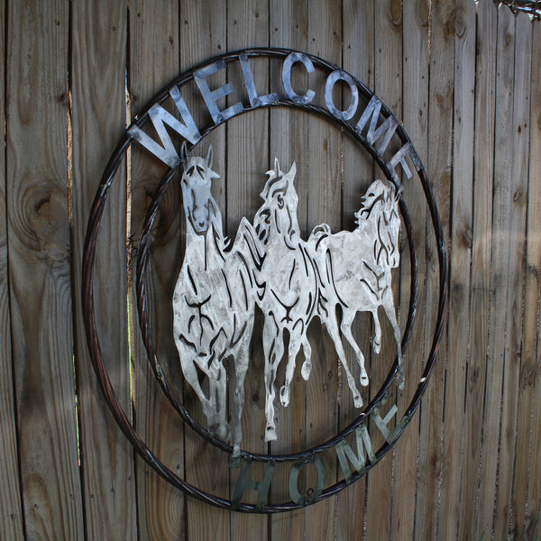 WELCOME RUNNING HORSES RAW METAL UNPAINTED SIGN WESTERN HOME DECOR HANDMADE NEW #EH12719 (Copy)