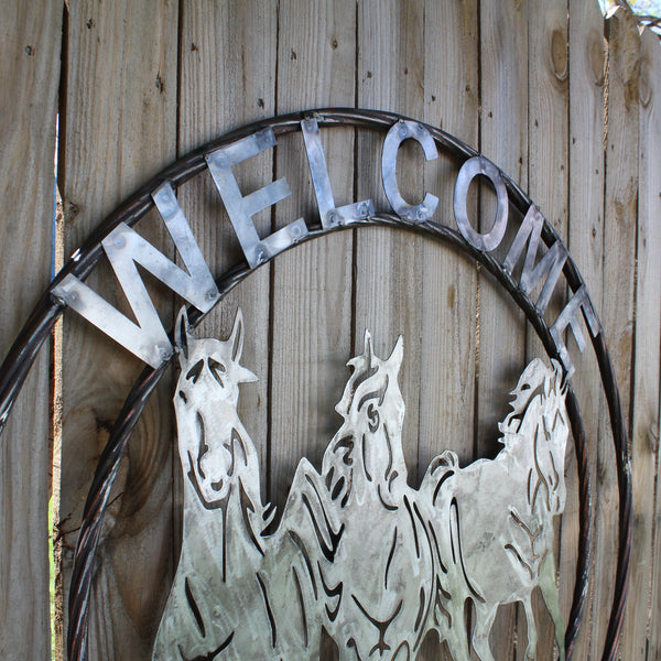 WELCOME RUNNING HORSES RAW METAL UNPAINTED SIGN WESTERN HOME DECOR HANDMADE NEW #EH12719 (Copy)