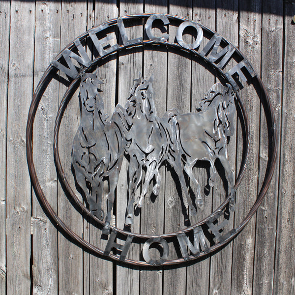 WELCOME RUNNING HORSES RAW METAL UNPAINTED SIGN WESTERN HOME DECOR HANDMADE NEW #EH12719 (Copy)