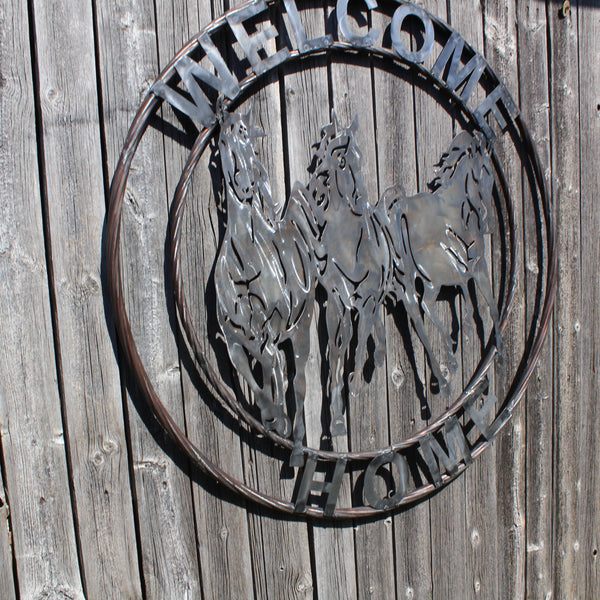 WELCOME RUNNING HORSES RAW METAL UNPAINTED SIGN WESTERN HOME DECOR HANDMADE NEW #EH12719 (Copy)