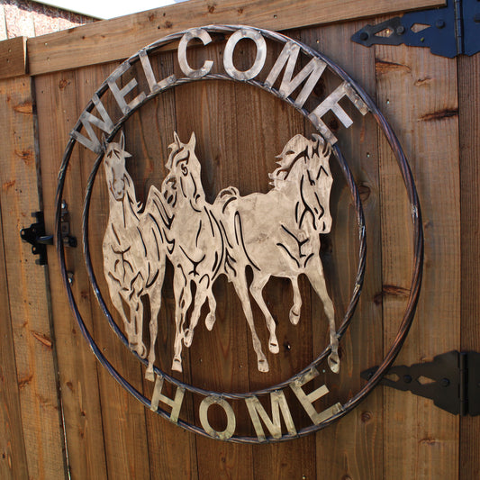 WELCOME RUNNING HORSES RAW METAL UNPAINTED SIGN WESTERN HOME DECOR HANDMADE NEW #EH12719 (Copy)
