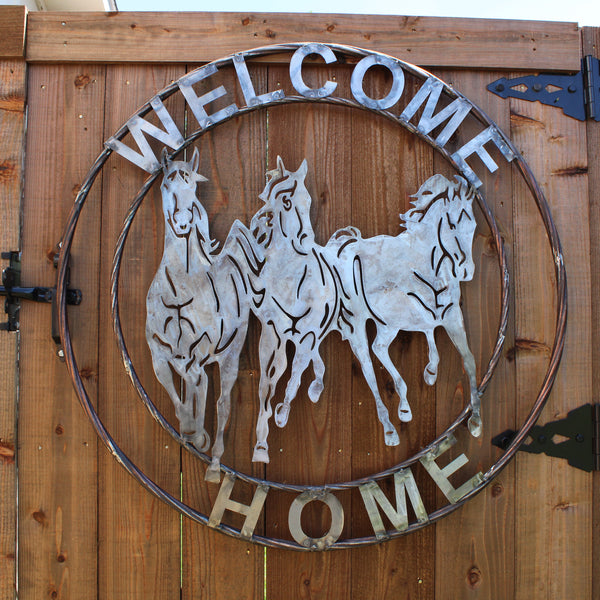 WELCOME RUNNING HORSES RAW METAL UNPAINTED SIGN WESTERN HOME DECOR HANDMADE NEW #EH12719 (Copy)