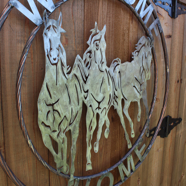 WELCOME RUNNING HORSES RAW METAL UNPAINTED SIGN WESTERN HOME DECOR HANDMADE NEW #EH12719 (Copy)