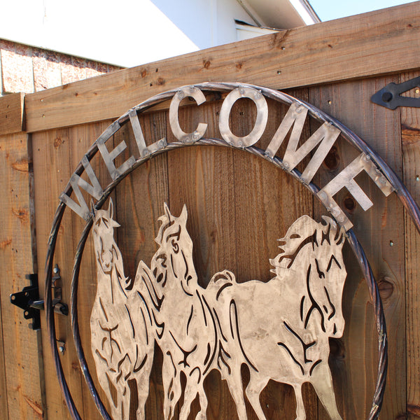 WELCOME RUNNING HORSES RAW METAL UNPAINTED SIGN WESTERN HOME DECOR HANDMADE NEW #EH12719 (Copy)