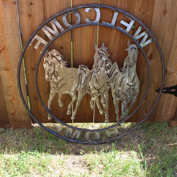 WELCOME RUNNING HORSES RAW METAL UNPAINTED SIGN WESTERN HOME DECOR HANDMADE NEW #EH12719 (Copy)