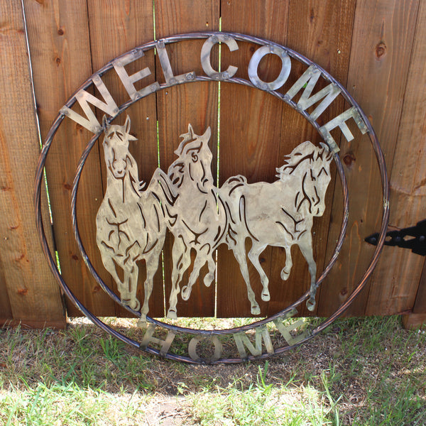WELCOME RUNNING HORSES RAW METAL UNPAINTED SIGN WESTERN HOME DECOR HANDMADE NEW #EH12719 (Copy)