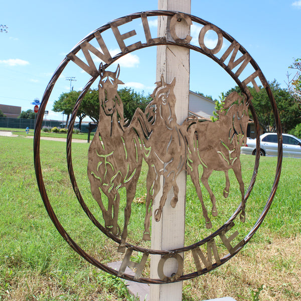 WELCOME RUNNING HORSES RAW METAL UNPAINTED SIGN WESTERN HOME DECOR HANDMADE NEW #EH12719 (Copy)