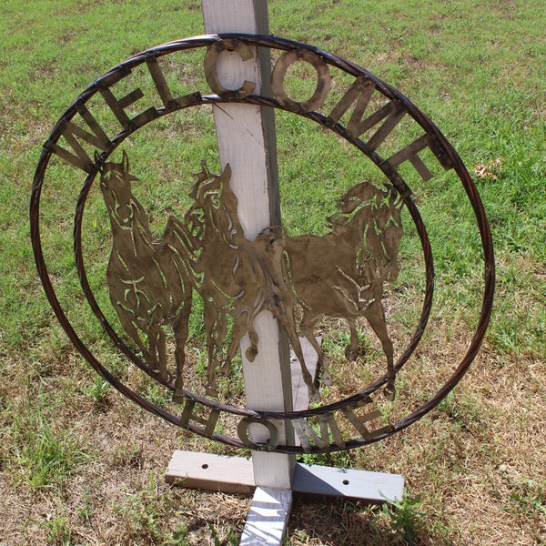WELCOME RUNNING HORSES RAW METAL UNPAINTED SIGN WESTERN HOME DECOR HANDMADE NEW #EH12719 (Copy)