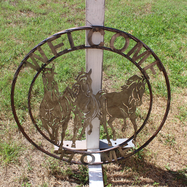 WELCOME RUNNING HORSES RAW METAL UNPAINTED SIGN WESTERN HOME DECOR HANDMADE NEW #EH12719 (Copy)