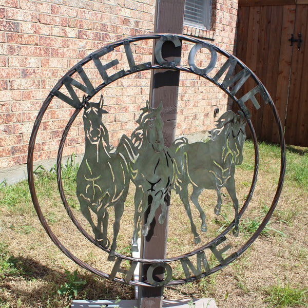 WELCOME RUNNING HORSES RAW METAL UNPAINTED SIGN WESTERN HOME DECOR HANDMADE NEW #EH12719 (Copy)