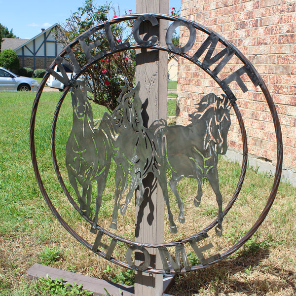 WELCOME RUNNING HORSES RAW METAL UNPAINTED SIGN WESTERN HOME DECOR HANDMADE NEW #EH12719 (Copy)