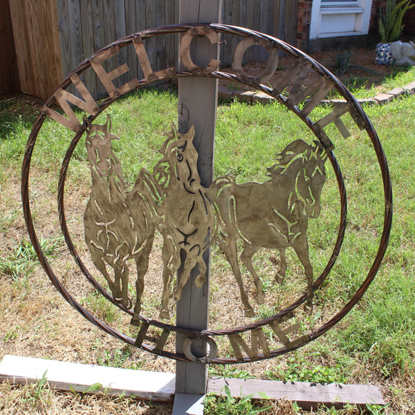 WELCOME RUNNING HORSES RAW METAL UNPAINTED SIGN WESTERN HOME DECOR HANDMADE NEW #EH12719 (Copy)