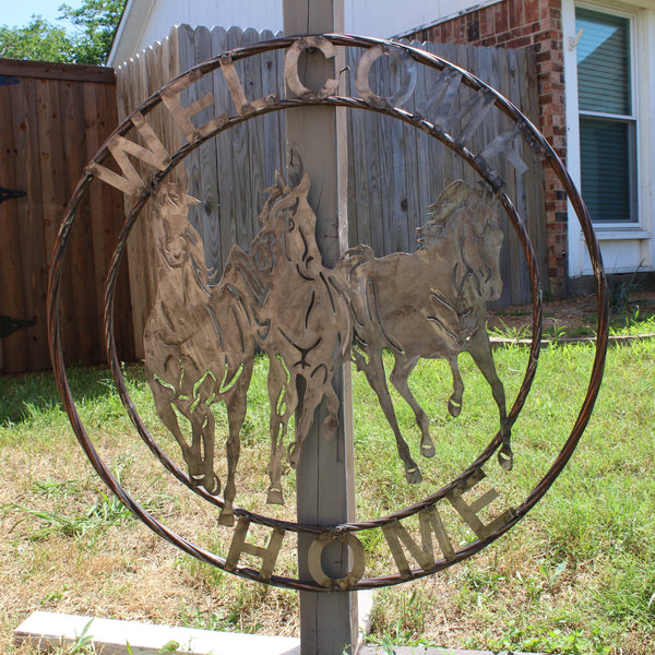 WELCOME RUNNING HORSES RAW METAL UNPAINTED SIGN WESTERN HOME DECOR HANDMADE NEW #EH12719 (Copy)